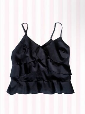 SHEIN Black Ruffle Satin Camisole
